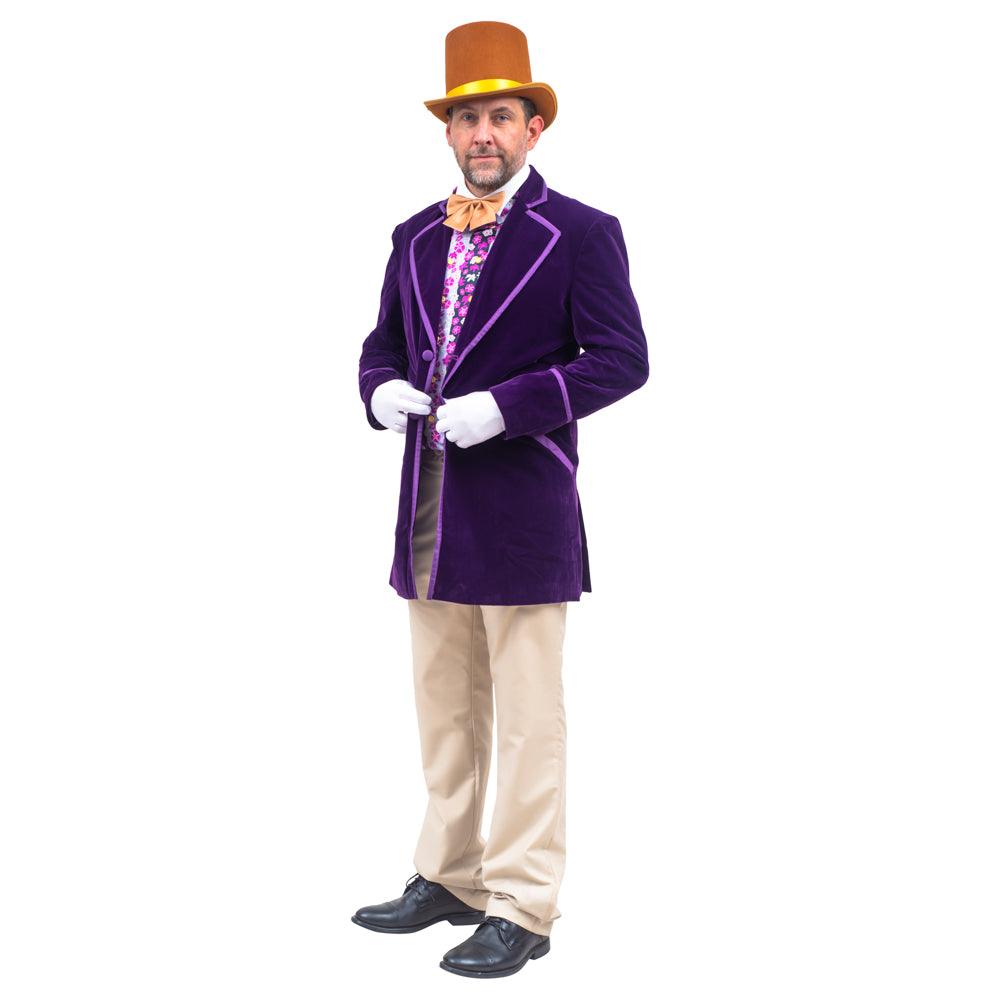 Willy Wonka Costume for Kids, Candy Man Costume for Boy's, Purple Jacket  Chocolate Factory Uniform for Halloween
