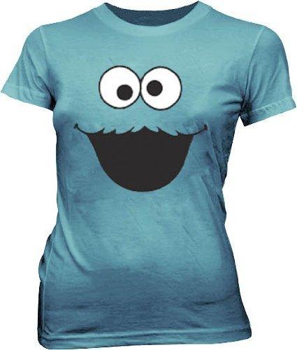Sesame-Street Cookie-Monster Shirt Womens XL Big-Face Graphic Tee