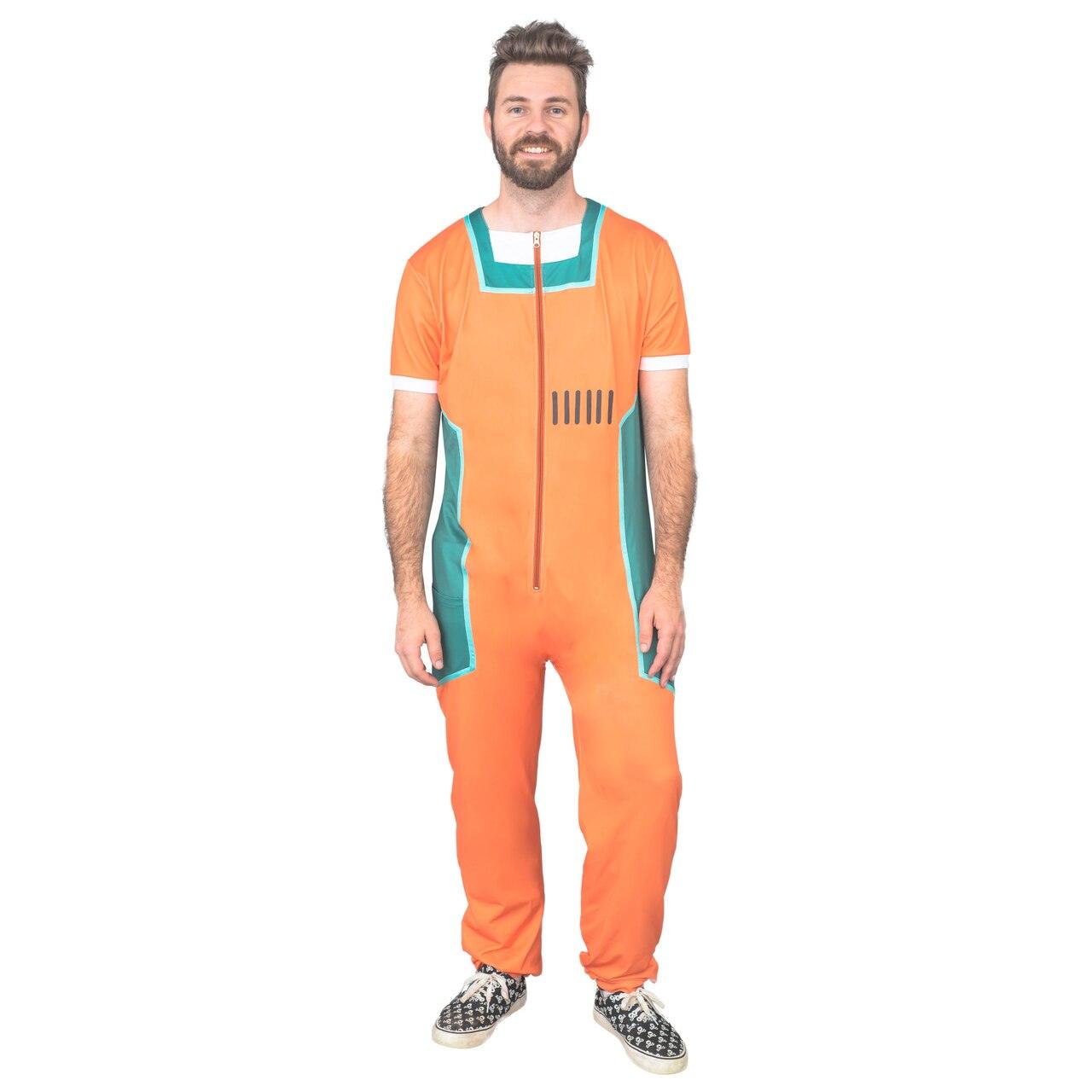 Men's Halloween Prisoner Orange Overall Costume