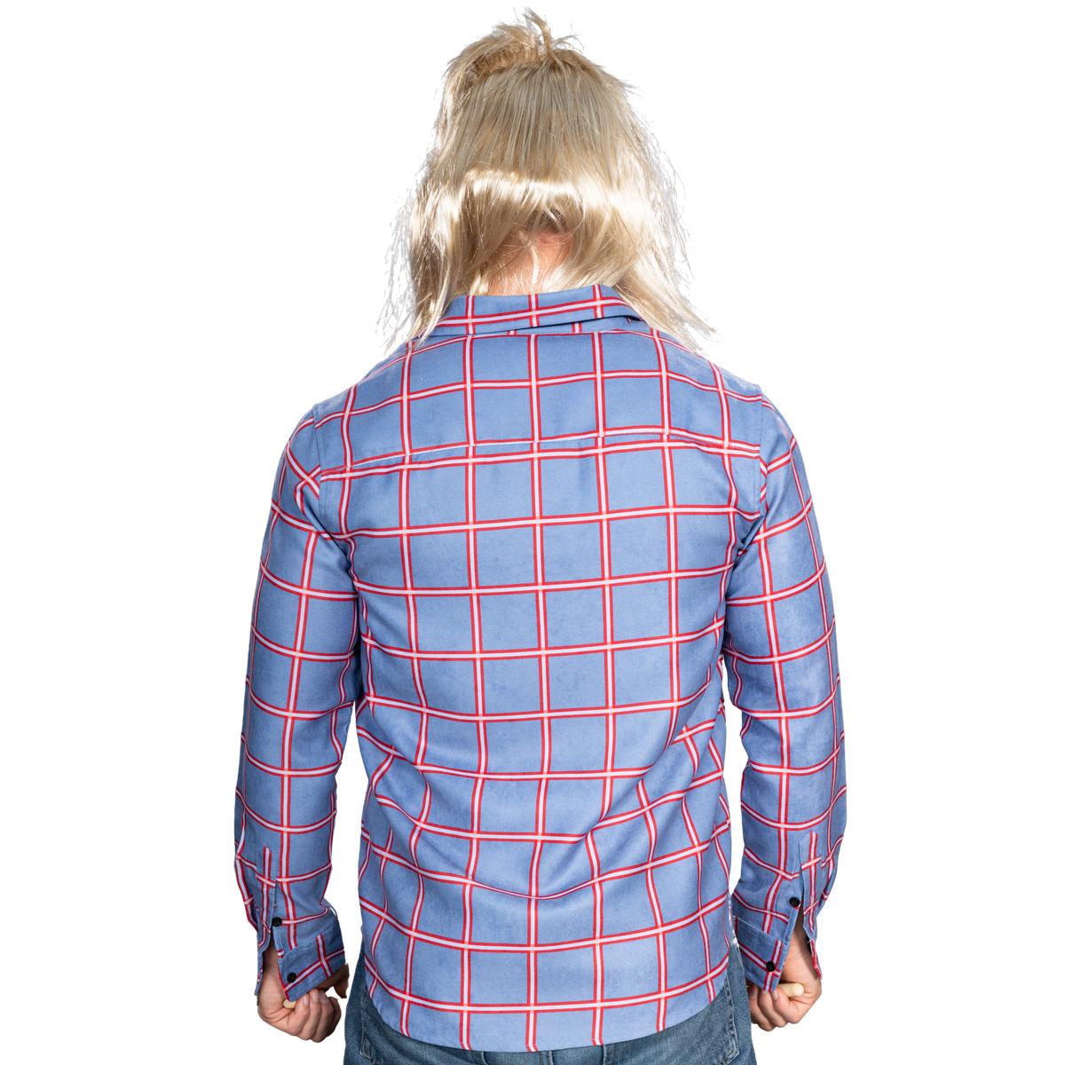 Garth Funny Tv Show Character Cosplay Button Down Flannel Shirt Wig and Drumstick Halloween Costume Set