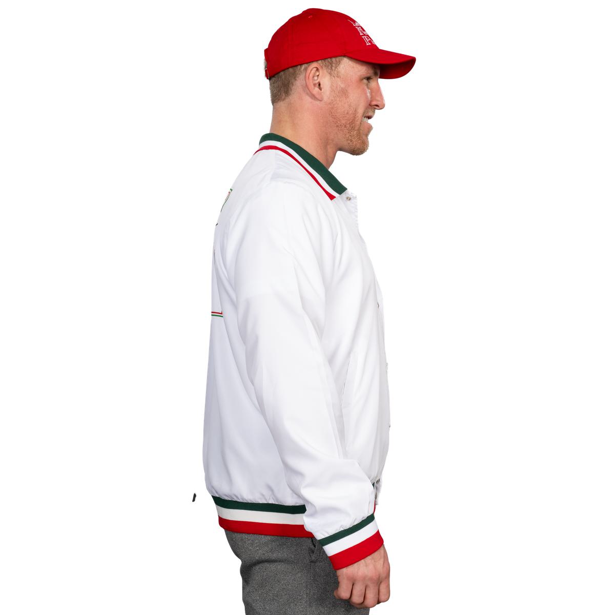 Little Nero’s Pizza Delivery Driver Christmas Movie White Jacket and Red Hat Complete Cosplay Halloween Costume Set