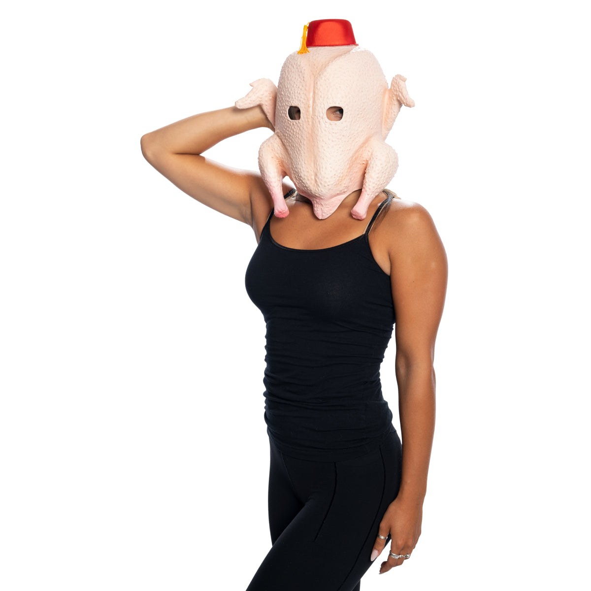 Friends Monica Turkey Mask with Fez Halloween Costume image