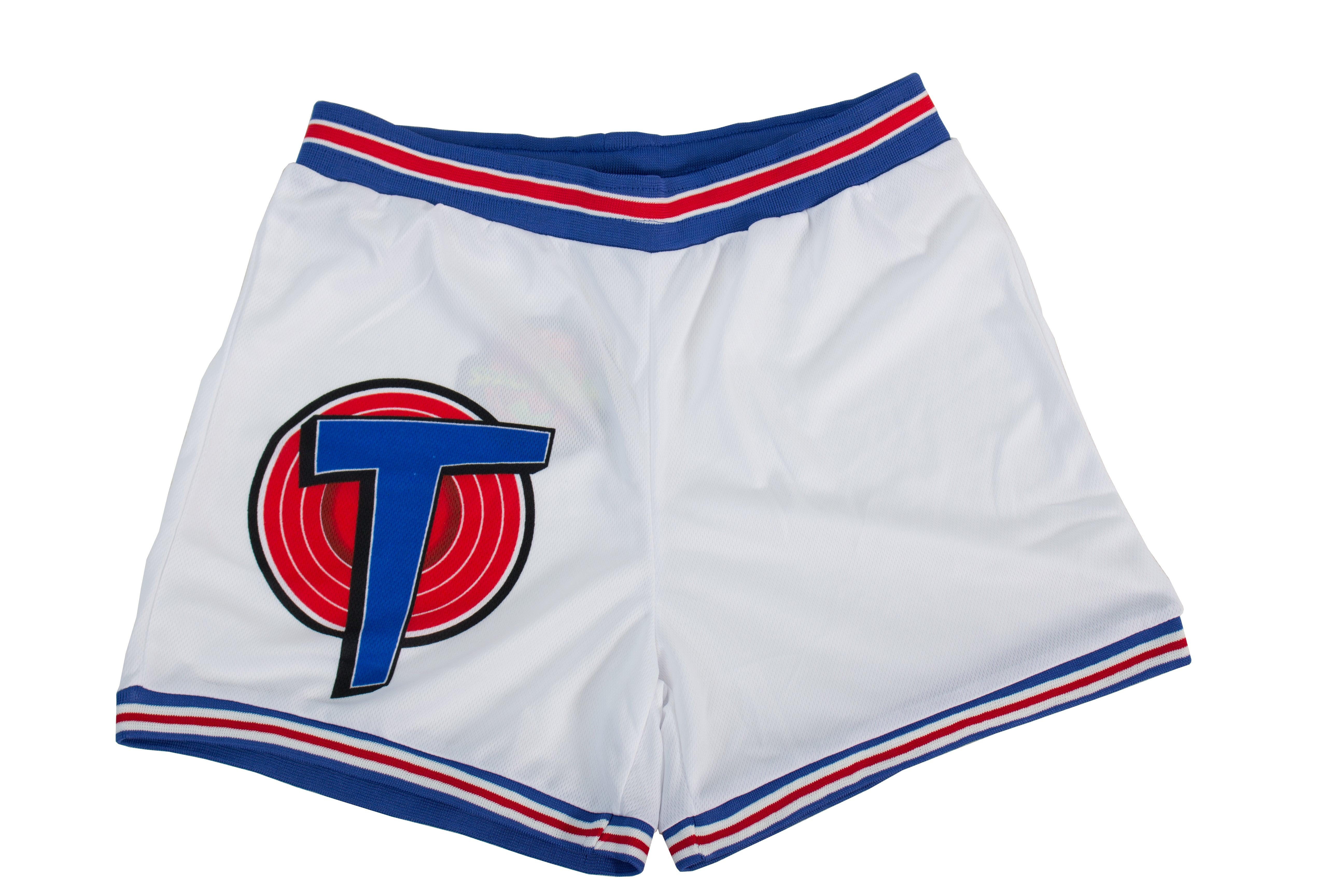 The Jersey Nation White Blue-Red Custom Basketball Shorts - XXL